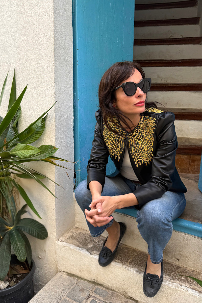 Chaqueta ÍCARUS ecopiel negra