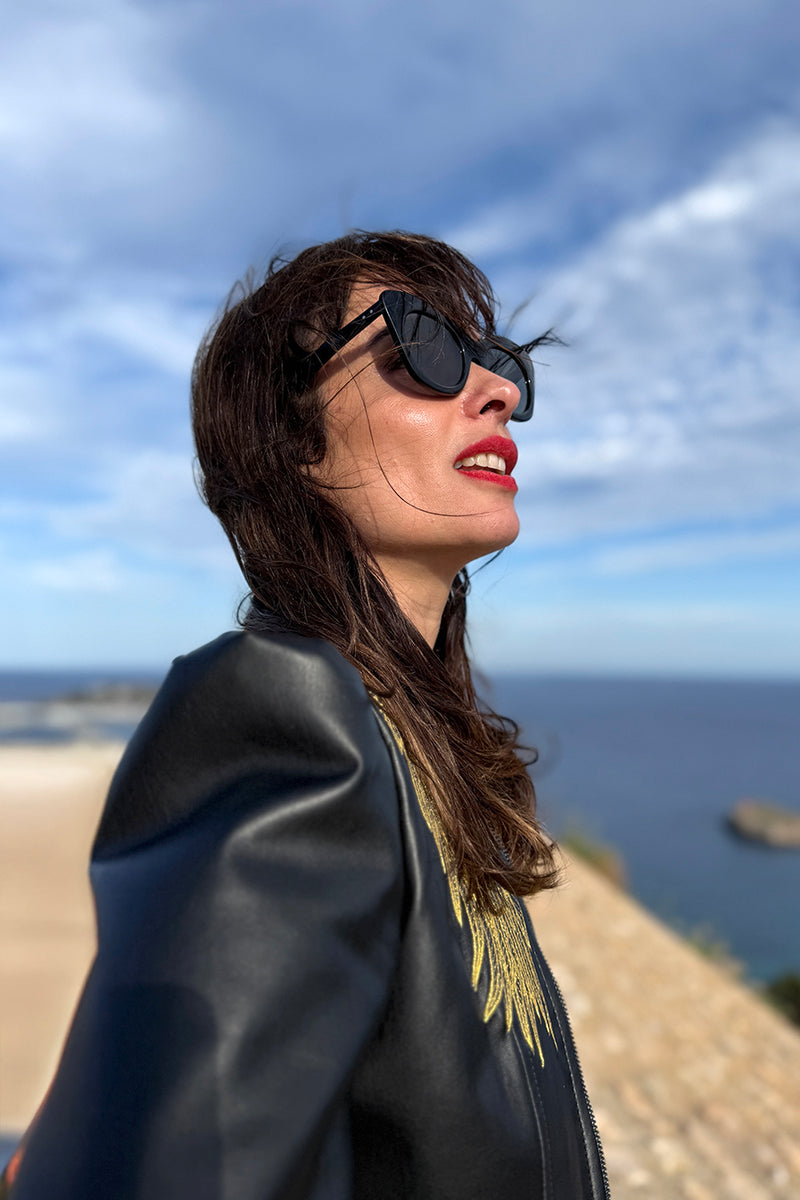 Chaqueta ÍCARUS ecopiel negra