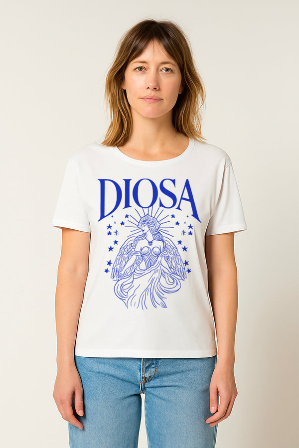 Camiseta blanca DIOSA azul