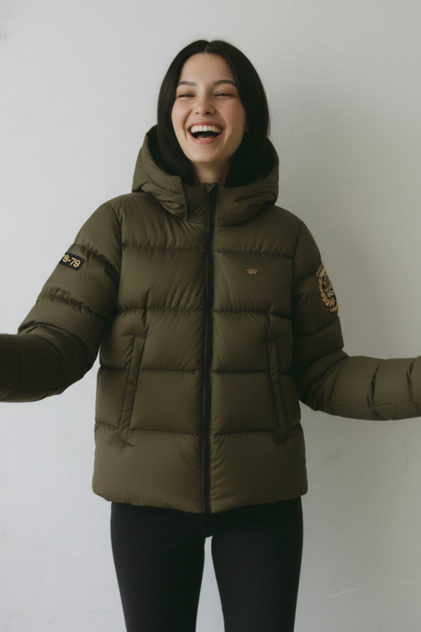 ABRIGO PLUMAS HEREDERA CAQUI