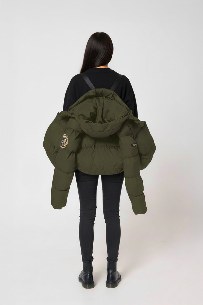 ABRIGO PLUMAS HEREDERA CAQUI