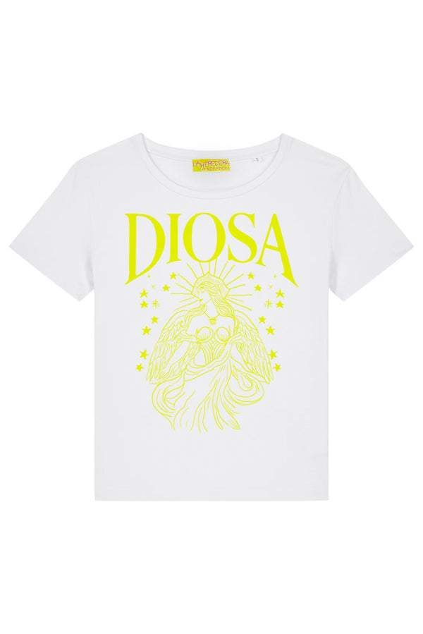 Camiseta blanca DIOSA amarillo