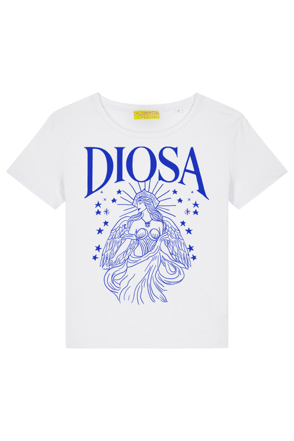 Camiseta blanca DIOSA azul
