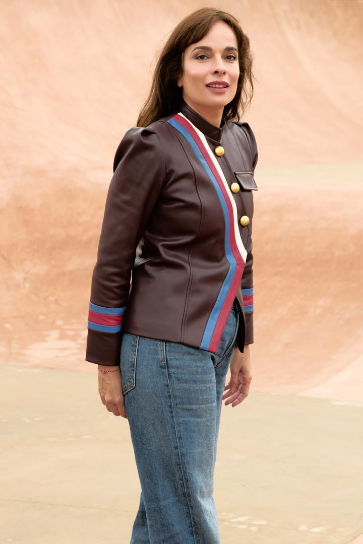 PREVENTA Chaqueta CONDECORADA cuero vegano burgundy